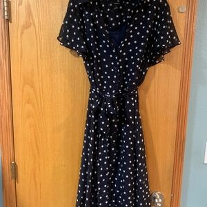 Alyx Navy and White Polka Dot Midi Dress